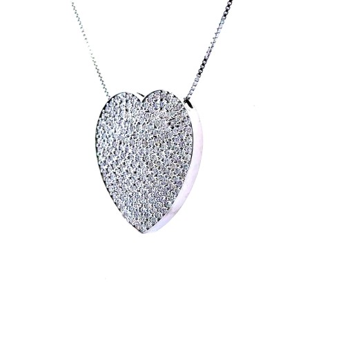 Collana con Cuore Pavé di Diamanti Naturali 3,55 ct