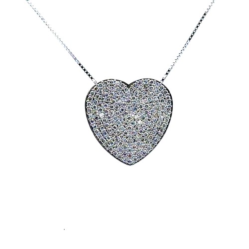 Collana con Cuore Pavé di Diamanti Naturali 1,22 ct