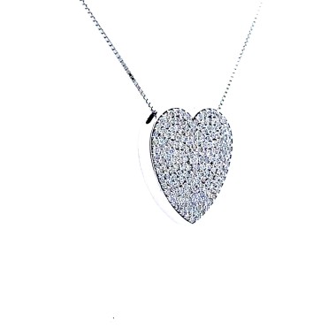 Collana con Cuore Pavé di Diamanti Naturali 1,22 ct
