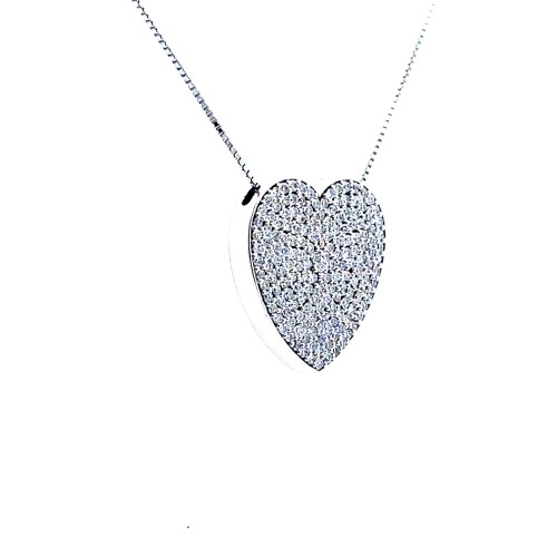 Collana con Cuore Pavé di Diamanti Naturali 1,22 ct
