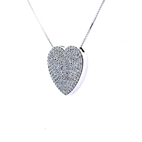 Collana con Cuore Pavé di Diamanti Naturali 1,22 ct