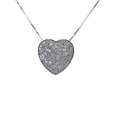 Collana con Cuore Pavé di Diamanti Naturali 1,60 ct