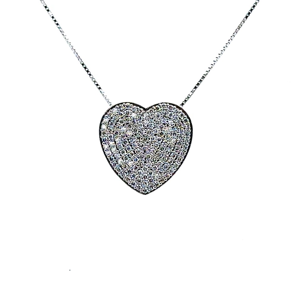 Collana con Cuore Pavé di Diamanti Naturali 1,60 ct