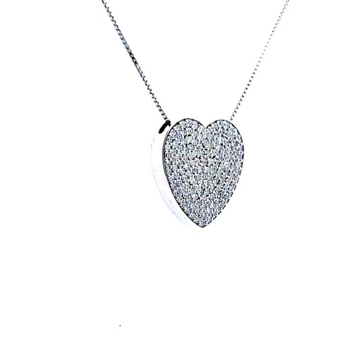 Collana con Cuore Pavé di Diamanti Naturali 1,60 ct
