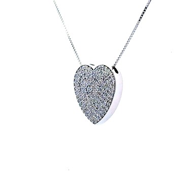 Collana con Cuore Pavé di Diamanti Naturali 1,60 ct