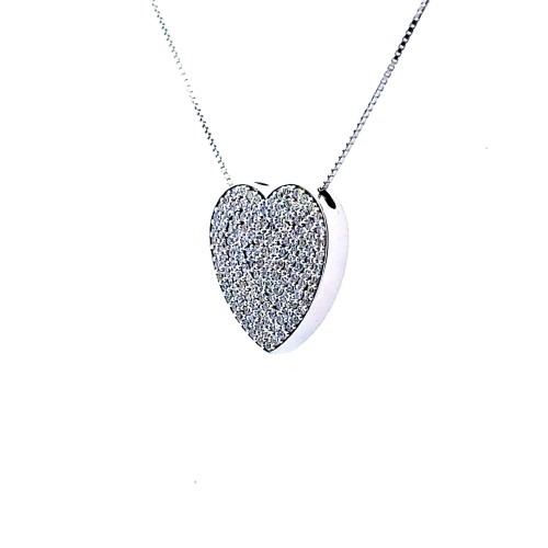 Collana con Cuore Pavé di Diamanti Naturali 1,60 ct