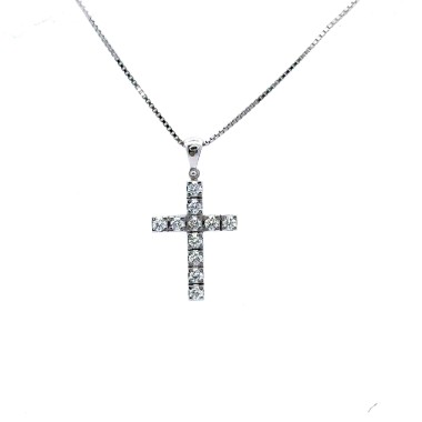 Ciondolo Croce con Diamanti Naturali 0,56 ct
