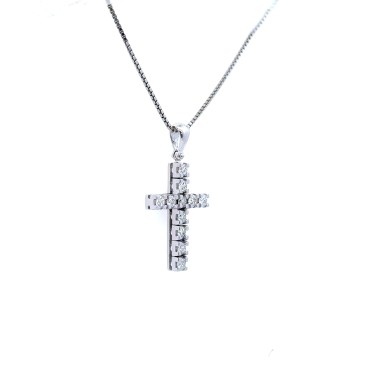 Ciondolo Croce con Diamanti Naturali 0,56 ct