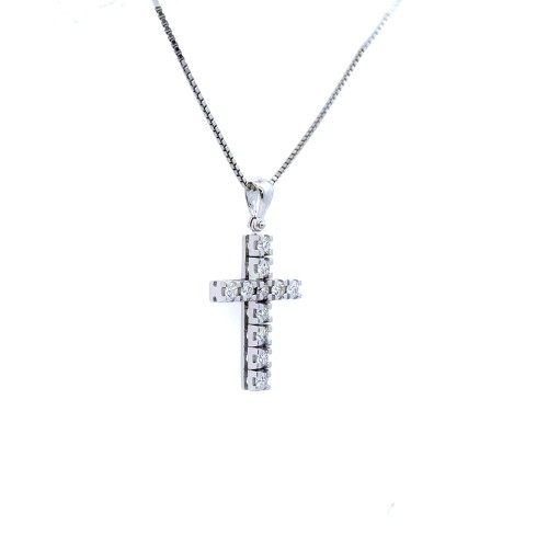 Ciondolo Croce con Diamanti Naturali 0,56 ct