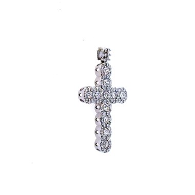 Ciondolo Croce Magic con Diamanti 1,15 ct F VS in Oro Bianco