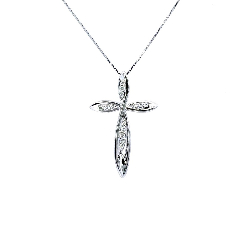 Collana con Croce e Diamanti 0,14 ct