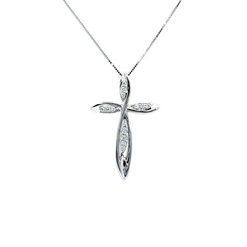Collana con Croce e Diamanti 0,14 ct