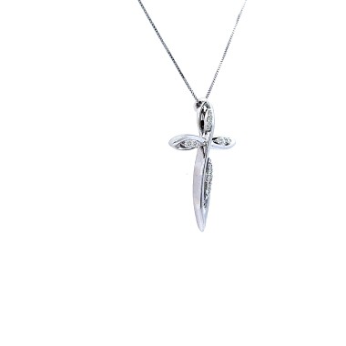 Collana con Croce e Diamanti 0,14 ct in Oro Bianco