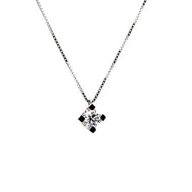 Collana Solitario con Diamante Naturale 0,40 ct GIA in Oro