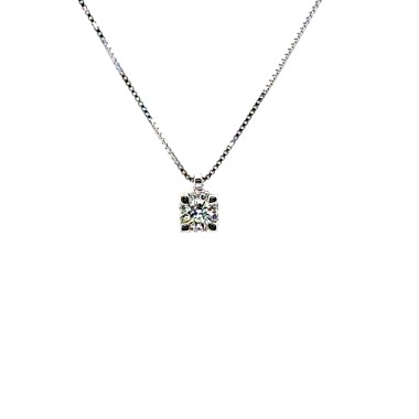 Collana con Diamante Naturale Centrale 0,12 ct e contorno di Diamanti Naturali  0,04 ct