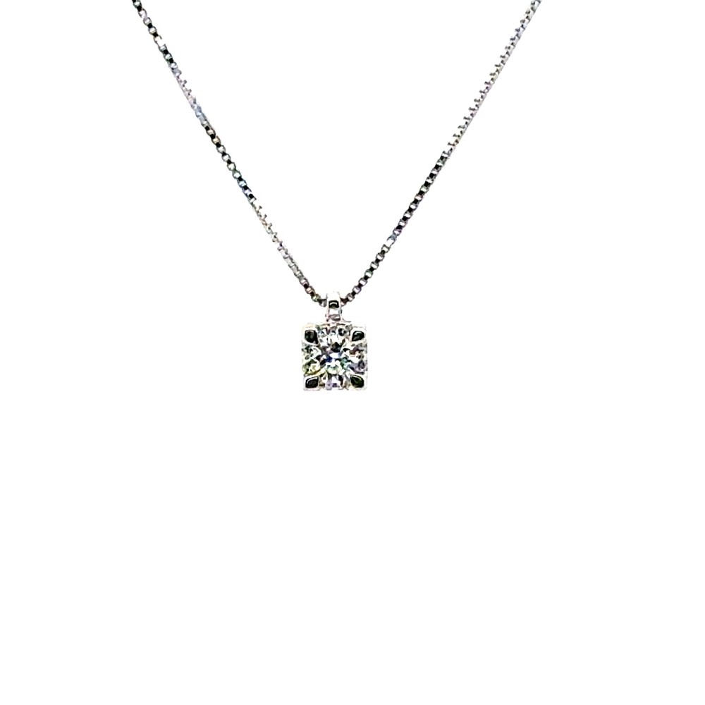 Collana con Diamante Naturale Centrale 0,14 ct e contorno di Diamanti Naturali  0,04 ct