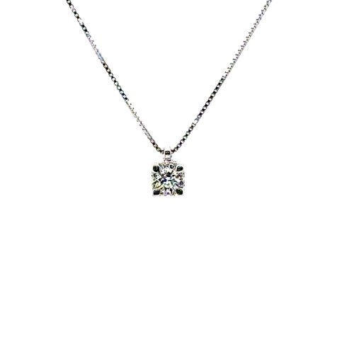 Collana con Diamante Naturale Centrale 0,12 ct e contorno di Diamanti Naturali  0,04 ct