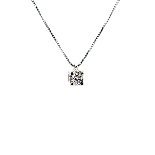 Collana con Diamante Naturale Centrale 0,14 ct e contorno di Diamanti Naturali  0,04 ct
