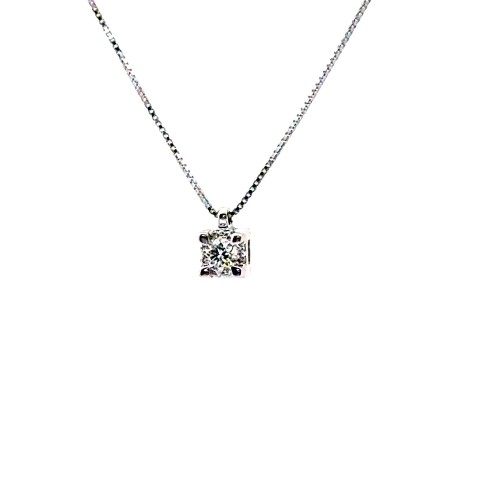 Collana con Diamante Naturale Centrale 0,14 ct e contorno di Diamanti Naturali  0,04 ct