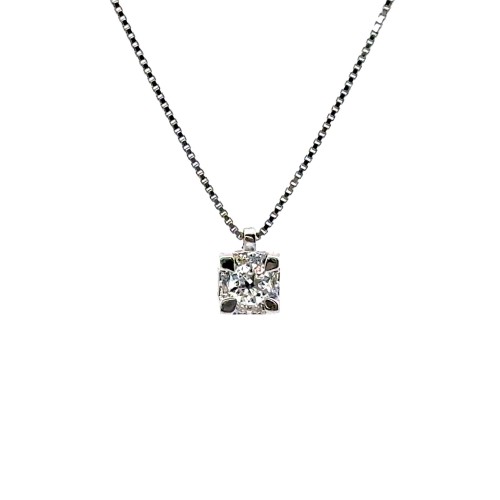 Collana con Diamante Naturale Centrale 0,19 ct  con Contorno di Diamanti 0,04 ct