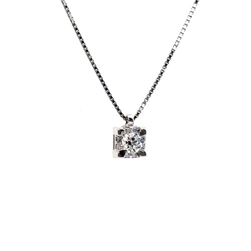 Collana con Diamante Naturale Centrale 0,19 ct  con Contorno di Diamanti 0,04 ct