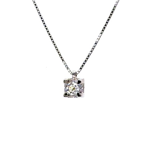 Collana con Diamante Naturale Centrale 0,19 ct  con Contorno di Diamanti 0,04 ct