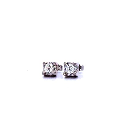 Orecchini Solitario con Diamanti Naturali 0,37 ct e Contorno 0,09 ct