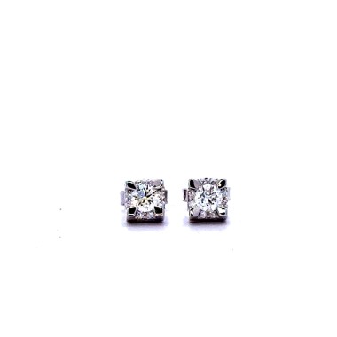 Orecchini Solitario con Diamanti Naturali 0,37 ct e Contorno 0,09 ct