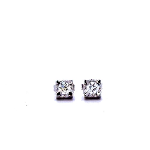 Orecchini Solitario con Diamanti Naturali 0,37 ct e Contorno 0,09 ct