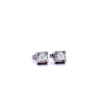 Orecchini Solitario con Diamanti Naturali 0,37 ct e Contorno 0,09 ct