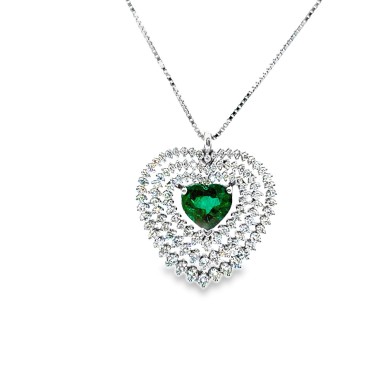 Collana con Pendente con Smeraldo 1,16 ct e Diamanti 0,90 ct