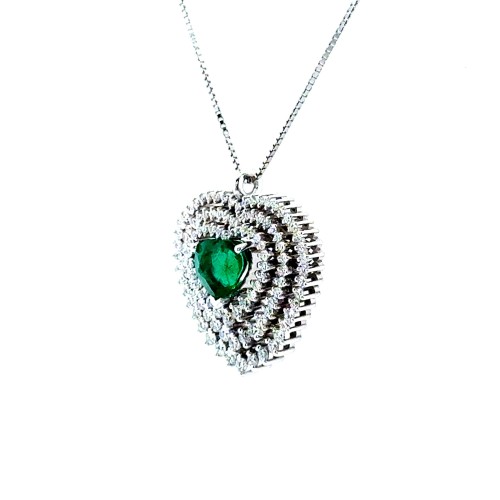Collana con Pendente con Smeraldo 1,00 ct e Diamanti 0,78 ct