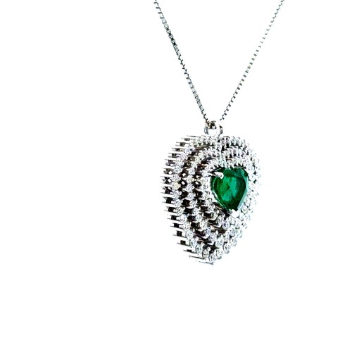 Collana con Pendente con Smeraldo 1,00 ct e Diamanti 0,78 ct