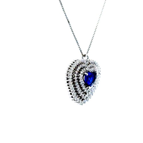 Collana con Pendente con Zaffiro a Cuore 1,34 ct e Diamanti 0,78 ct