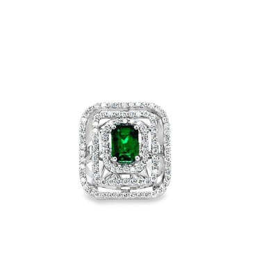 Anello con Smeraldo Rettangolare 1,29 ct e Diamanti 1,32 ct.