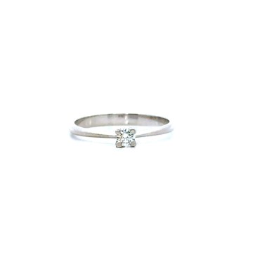 Anello con Diamante 0,13 ct, F VVS in Oro Bianco 18 Carati
