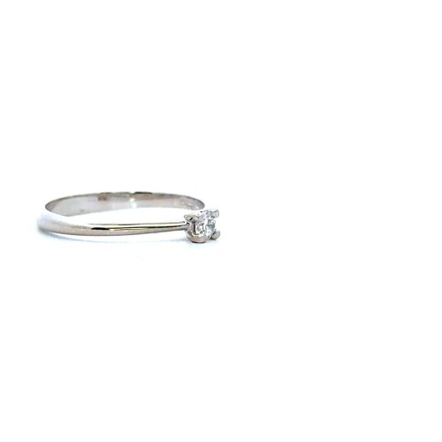 Anello con Diamante 0,13 ct, F VVS in Oro Bianco 18 Carati
