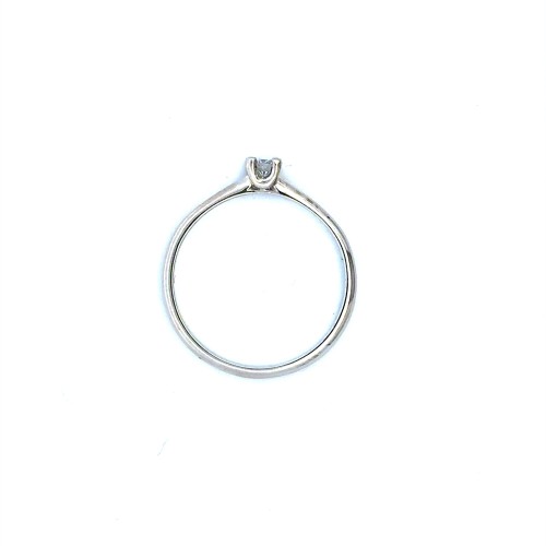 Anello con Diamante 0,13 ct, F VVS in Oro Bianco 18 Carati