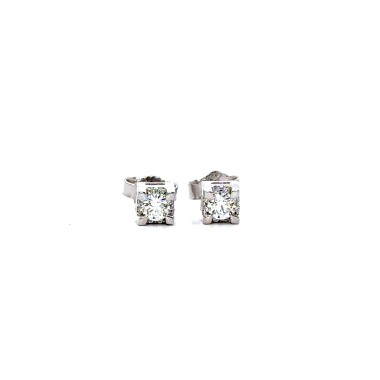 Orecchini con Diamanti Naturali 0,28 ct e Contorno 0,06 ct in Oro Bianco 18 Carati