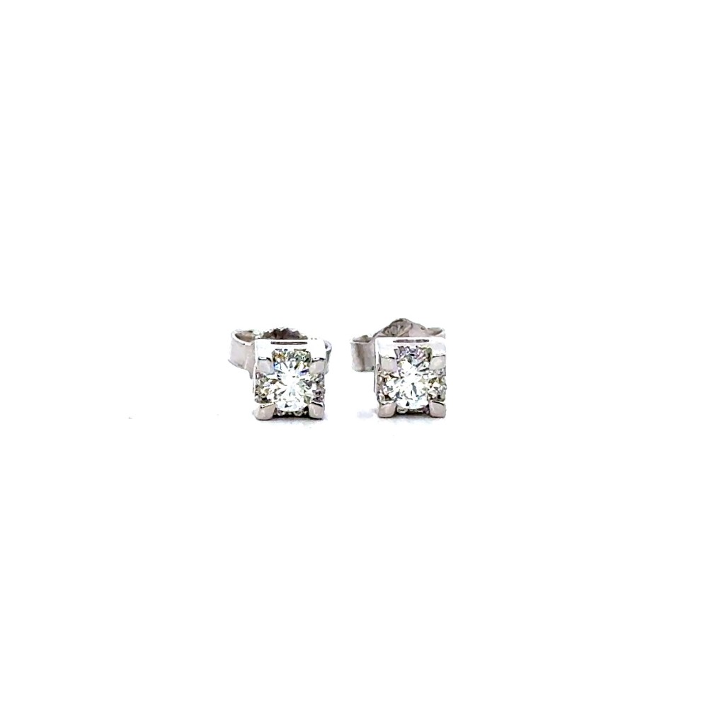 Orecchini con Diamanti Naturali 0,28 ct e Contorno 0,06 ct in Oro Bianco 18 Carati