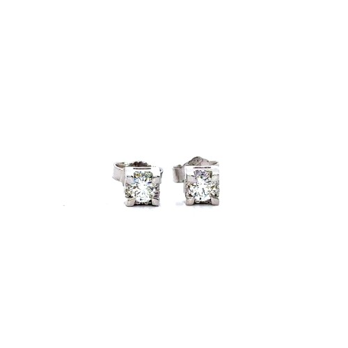 Orecchini con Diamanti Naturali 0,28 ct e Contorno 0,06 ct in Oro Bianco 18 Carati