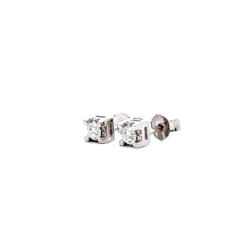 Orecchini con Diamanti Naturali 0,28 ct e Contorno 0,06 ct in Oro Bianco 18 Carati