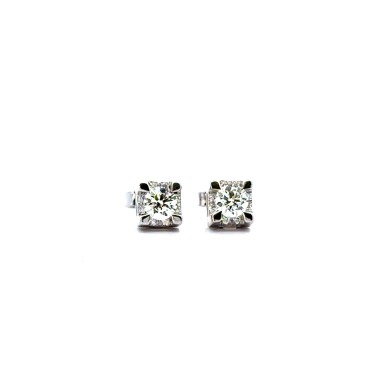 Orecchini con Diamanti Naturali 0,47 ct e Contorno 0,08 ct in Oro Bianco 18 Carati