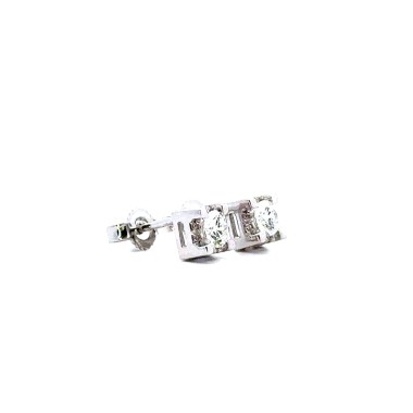 Orecchini con Diamanti Naturali 0,47 ct e Contorno 0,08 ct in Oro Bian