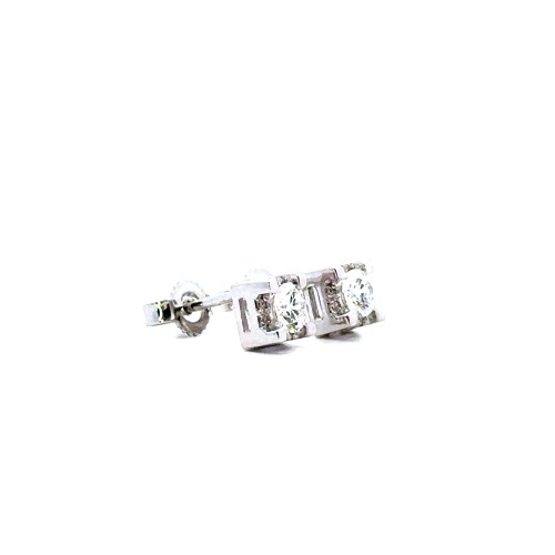 Orecchini con Diamanti Naturali 0,47 ct e Contorno 0,08 ct in Oro Bianco 18 Carati