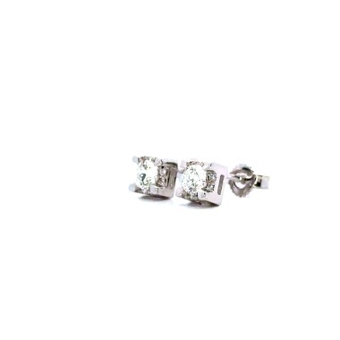 Orecchini con Diamanti Naturali 0,47 ct e Contorno 0,08 ct in Oro Bian
