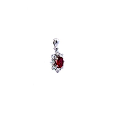 Ciondolo con Rubino Naturale Ovale 0,53 ct e Diamanti 0,40 ct in Oro.