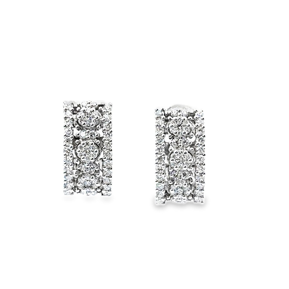 Orecchini Cerchi con Diamanti Naturali 1,22 ct in Oro Bianco 18 Carati