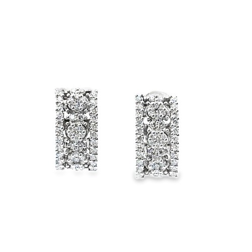 Orecchini Cerchi con Diamanti Naturali 1,22 ct in Oro Bianco 18 Carati
