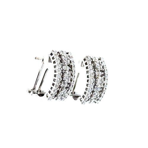 Orecchini Cerchi con Diamanti Naturali 1,22 ct in Oro Bianco 18 Carati